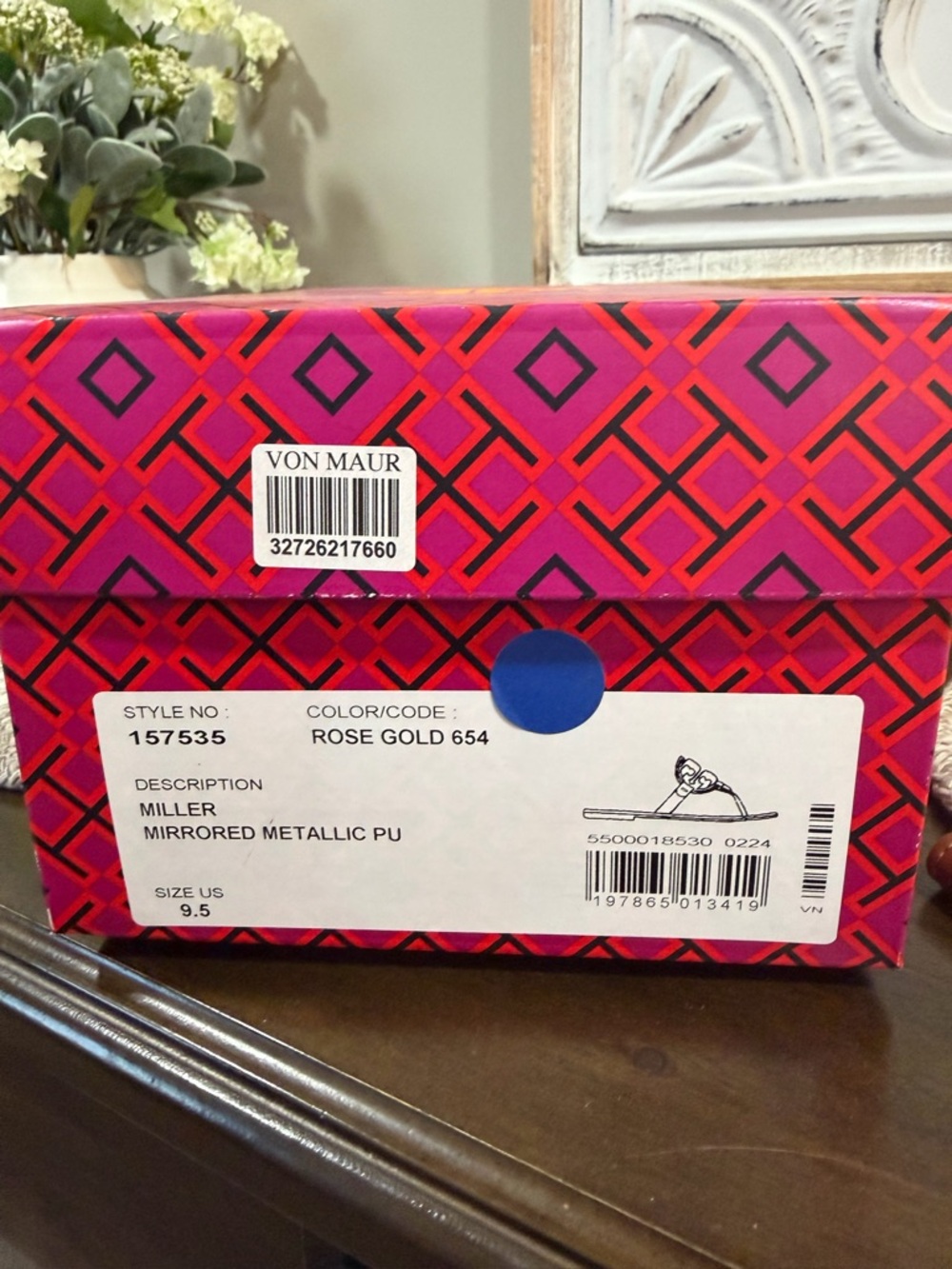 Tory Burch Pink and Red Patterned Shoe Box - Picture 3 of 4